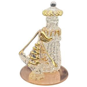 Vintage spun glass Lighthouse and sailboat With Gold Accent